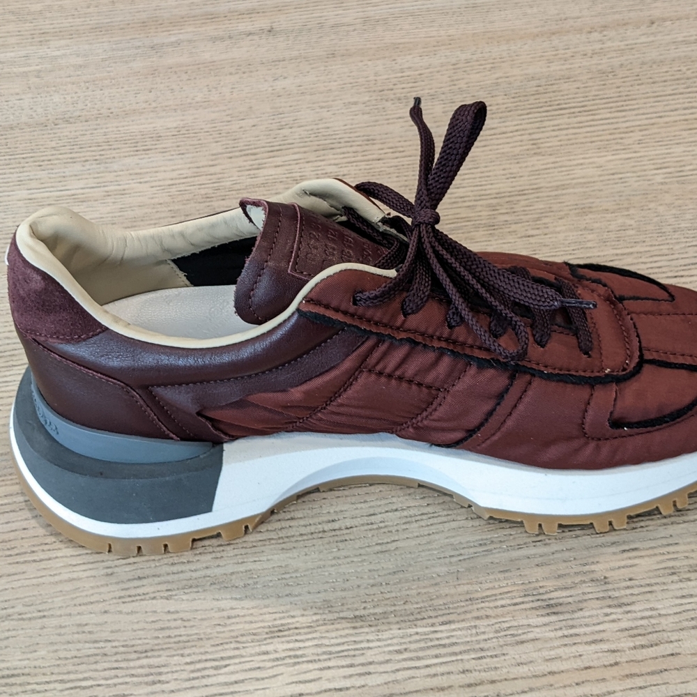 Mens Maison Margiela Oversized Leather Sneakers Wine - Picture 4 of 7